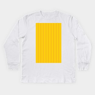 Liverpool Retro 1982 Yellow and Red Pinstripes Kids Long Sleeve T-Shirt